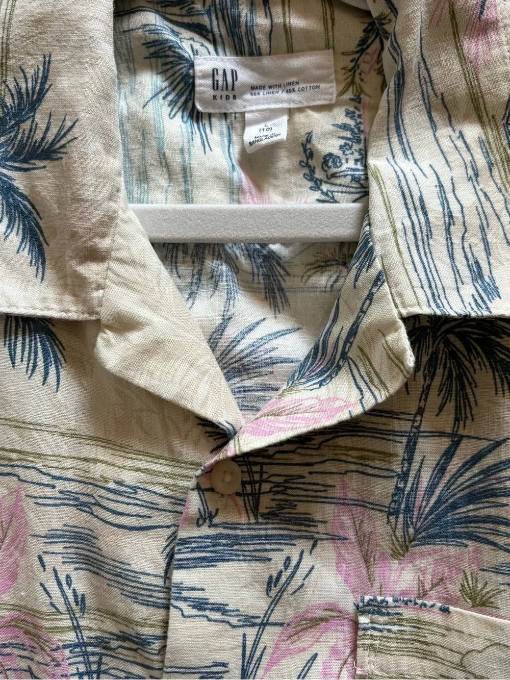 GAP Boy’s Cream Tropical Print Short-Sleeve Shirt